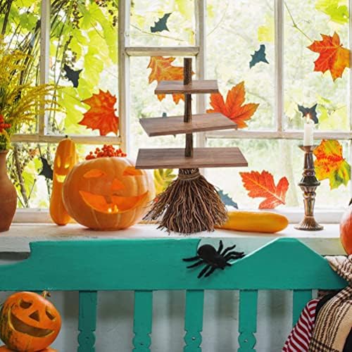 Halloween Cupcake Stand, 3 Tier Halloween Broomstick Bowl Stand Stand Wooden Resin Candy Display Tower Bolo Stand Halloween Decorations Party Supplies
