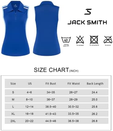 Jack Smith Smith Womens sem mangas camisa de pólo de golfe com camisas com colarinho zípe