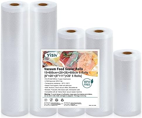 Bolsas de selador de vácuo de alimentos: 6 x20'x1rolls e 8 x20'x2rolls e 11 x20'x2rolls toto