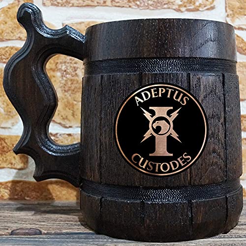 ADEPTUS CUSTODES CUSTA DE CERVENTE, VEIRA DE CERVEIRA DE MADEIRA DE WARHAMMER, GIGO DE GAMER, STEIN personalizado de cerveja,