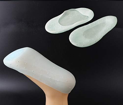 Gel de silicone sem meias de show meias de barco, cuidado para os pés para pele rachada seca 2 pares
