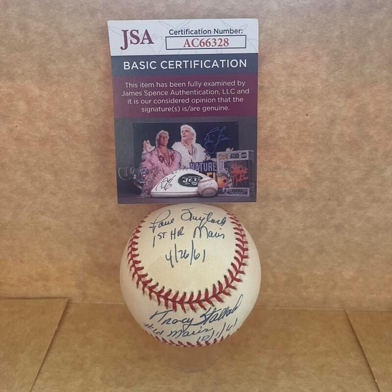Stallard/Foytack/Fisher Maris assinou vintage A.L. Baseball JSA AC66328