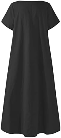 Vestidos de tamanho grande hcjkdu para mulheres 2023 u pescoço de manga curta cor sólida vestido maxi casual solto verão elegante vestido longo