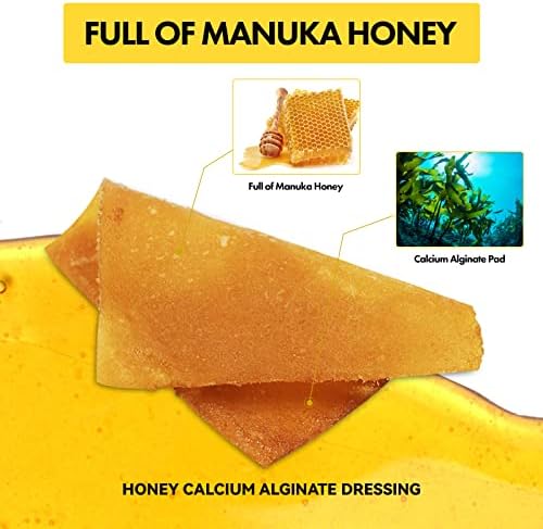 Dilumamed Manuka Honey Cálcio Molho de Alginato 2 X2, Manuka Honey Ferida Cuidado com cortes, lágrimas de pele, queimaduras, feridas
