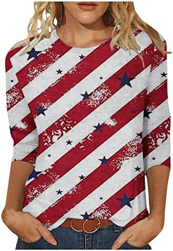 Camisetas patrióticas de bandeira americana de verão feminino Tamas casuais de verão