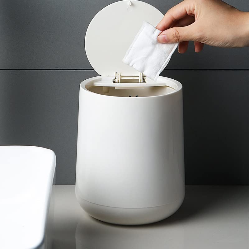 Douba pequena lixo de plástico redondo pode cesta de lixo lixo lixo com tampa de tampa superior para banheiros cozinhas em casa escritórios