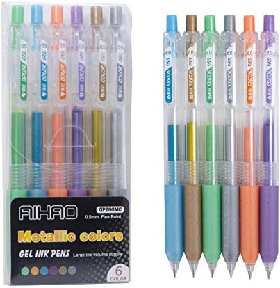 Canetas de tinta de gel metálico Aihao 0,5 mm, caneta de gel de ponta fina, caneta de tinta metálica de colorida variada para