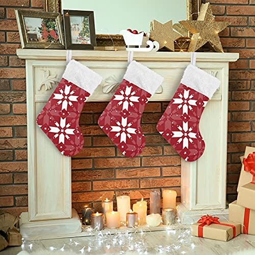 Feliz Natal Inverno Snowflake meias de Natal Vermelho Grandes meias de natal para a árvore de natal da árvore infantil lareira