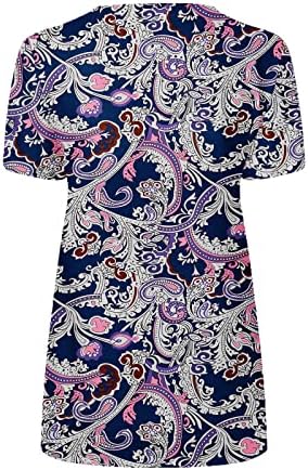 Camisas casuais de meia zíper feminino 2023 Impressão floral de manga curta de verão Tops de blusa de ajuste solto