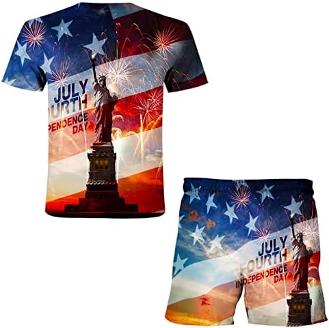 Camisetas masculinas de verão Impressão 3D Independence American Day Summer Summer Set Suits & Sets Tuxedo