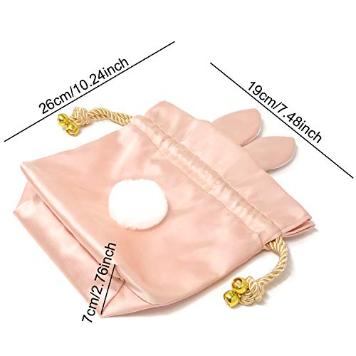 Honbay Prawstring Silk Bag Cosmetic bolsa de jóias bolsa de embrulho de embrulho com ouvido fofa de coelho