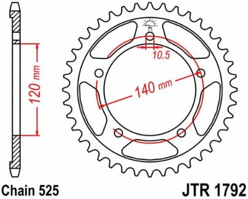 JT Salhetas JTR1792.47 47T SPROCKLEGRA TRASEIRA DE AÇO, preto, 47 dente