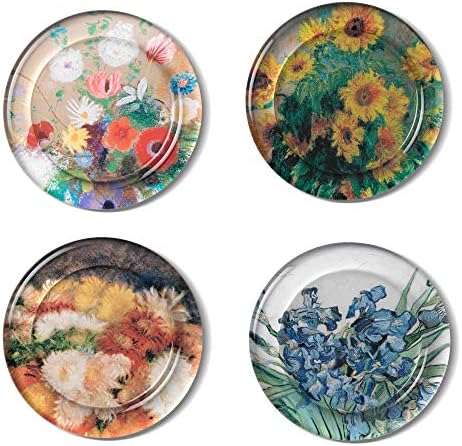 O Museu Metropolitano de Arte Floral Glass Drink Coasters, Felt Backing, conjunto de 4