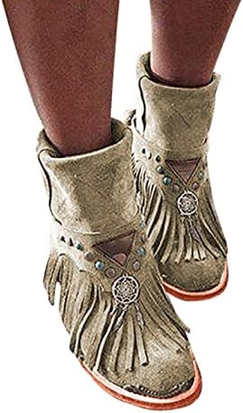 Mulheres vintage Fringed Cowboy Botas Western Moda Moda Slip Slip On Boots Outdoor Vintage Western Boots