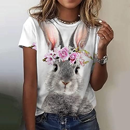 Camisas de Páscoa para mulheres Bunny Easter Ovo Tops Tops Casual Loose Manga curta Tops de camisetas gráficas