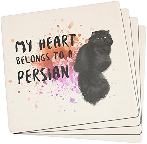 Meu coração pertence ao conjunto de gatos persas de 4 montanhas -russas de arenito quadrado