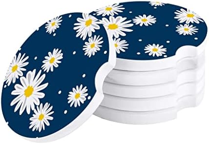 Quanjj Flower Daisy Coasters de carro de azulejos
