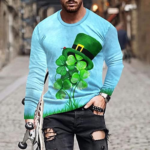 Monga de manga longa masculina São do dia do dia do dia do dia do dia do dia do meio de camiseta do valor irlandês Top Irish Shamrock