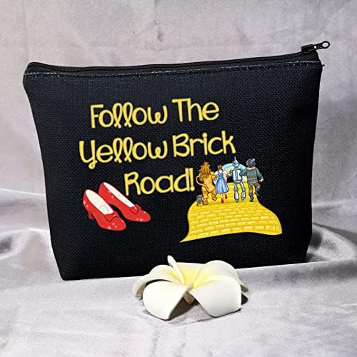 BDPWSS Siga a bolsa de maquiagem de rota de tijolos amarelos para presentes de graduação para a filha Ruby nerd presente rubi chinelos
