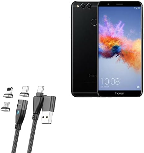 Cabo de ondas de caixa compatível com Honor 7x - Cabo All Charcre de Magnetosnap PD, Magnet PD 100W Cabo de carregamento USB Micro USB para honra 7x - Jet Black