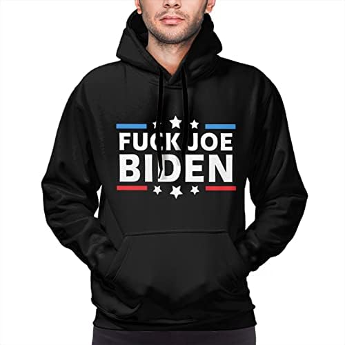Foda -se Joe Biden Kangaroo Pocket Capuz do capuz do homem de manga longa com capuz leve