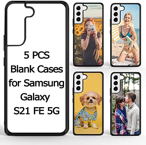 5 PCS Caixa de telefone para Samsung Galaxy S21 Fe 5g Case em branco de sublimação com TPU macio + PC rígido anti-arranhão