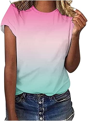 Camiseta superior para o outono feminino Summer Manga curta 2023 Crew Crew Cotton Bird Flower Graphic Lounge Camisa Fe Fe
