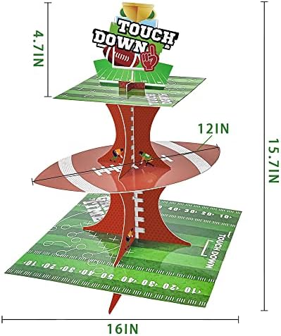 3 Tier Super Football Bowl Cupcake Stand Football Decorações de festas de festas para crianças Sport Gameday Party Party