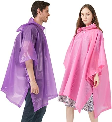 Ponchos de chuva Ruishyy para adultos, Reutilable Eva Rain Poncho Casacos portáteis para homens e mulheres à prova