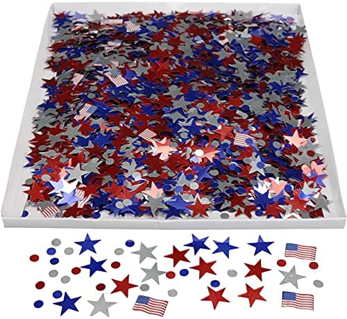 Confetti de folha de festas em massa iconikal, Patriótico Estrelas dos EUA American Flags, 3.000 contagens