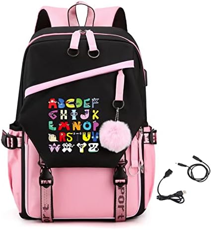 Mochila de Laptop de Anime com Porto de Carregamento USB, Moda Cosual de Travel Cosual Backpack