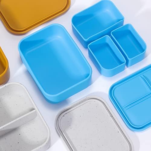 Caixa de silicone yfbxg bento, 3 lanche de lancheira Bento reutilizável para adultos, contêiner de lanches com 3 recipiente