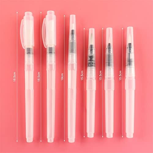 Iuljh 6 pcs de ponta plana / fina escovas de água recarregável canetas de pincel de cor de água para aquarelas pintando caneta de desenho