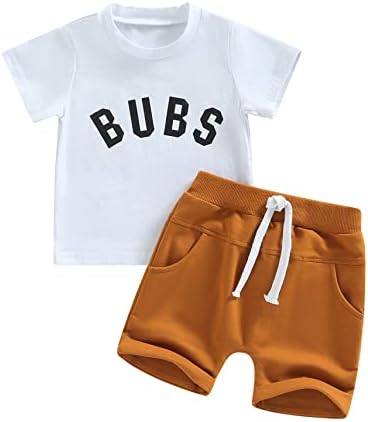 Lin & Babay recém-nascido bebê menino de menino roupas de verão letra impressão de t-shirt tamis de manga curta+shorts sólidos