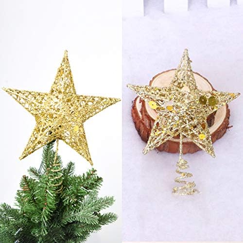 AMOSFUN decoração vintage Treça de Natal Trepa de Natal estrela Glitter Star Star Topper Christmas Treetop Ornament Decoração