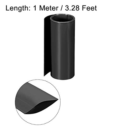 UXCELL PVC Tubo de encolhimento de calor de 150 mm de largura plana para camada dupla 18650 1 metro preto