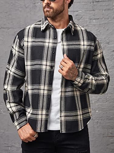 Jackets Qyiqu para homens - Men Plaid Print sobretudo sem suéter