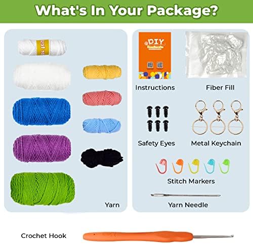 Kit de crochê de Pipapi para iniciantes, 3 animais de padrões, pinguim, sapo, kit de tricô para crianças adultas com tutoriais de