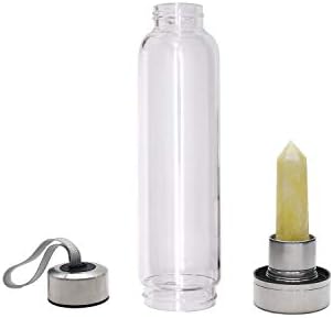 Garrafa de água cristalina - citrina citrina gemas de cristal com infusão de água garrafas naturais cura cura borossilicato de vidro