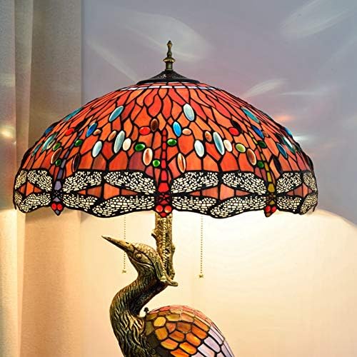 Lâmpada de mesa de estilo tiffany rústica 20 Tiffany estilo machado lâmpada de mesa de pássaro vermelho Drogonfly Glasshade de vidro
