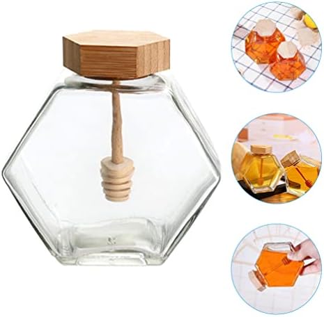 Recipientes de vidro de cabilock Recipientes de vidro 2pcs jarra de mel com dipper e tampa transparente vidro de vidro mel vedação recipiente de calda de mel dispensador de garraf