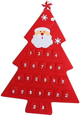 Magiclulu 1pc Calendário de árvore de Natal Papai Noel Decoração do Santa Ornamento Calelendo de contagem regressiva com bolso calendário