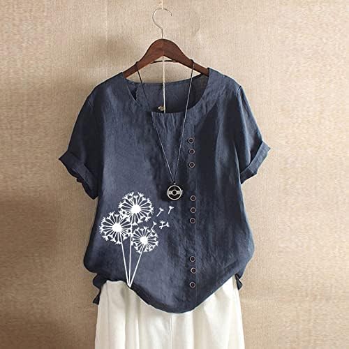 Camisa feminina algodão novo verão, camiseta floral, roupas de tamanho grande tampo de tamanho grande botão de tamanho para baixo