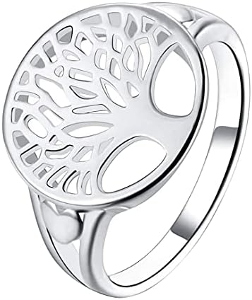 Wdiyieetn 925 Sterling Silver Tree of Life Ring Jóias de casamento fofo tamanho 6-9 para mulheres meninas