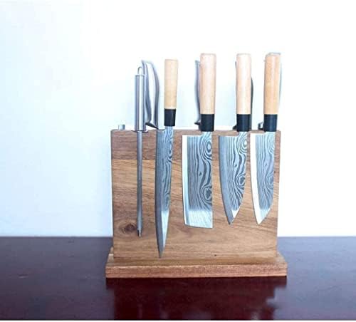 Bloco de faca real bloco de faca de dupla faca, bloqueio de faca, doca de faca, porta-tesoura de cozinha, suporte de faca fortemente