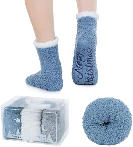 Century Star Womens Fuzzy Meocks With Grips Hospital Slipper Slipper Socks Conciando presente de natal