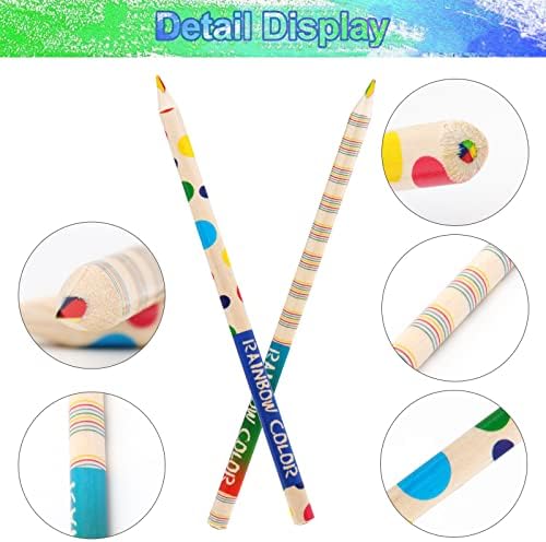 ShowVigor Lápis de arco-íris com afiadores de lápis, 10 PCs Lápis de madeira para crianças, 4 em 1 colorido conjunto de lápis para