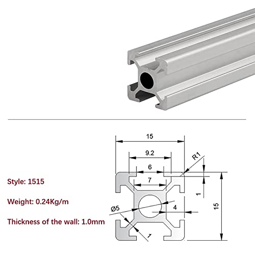 Mssoomm 10 pacote 1515 Comprimento do perfil de extrusão de alumínio 11,81 polegadas / 300mm prata, 15 x 15mm 15 séries T tipo T-slot