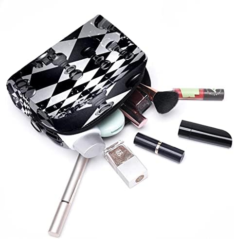 Tbouobt Bolsa cosmética para mulheres, bolsas de maquiagem Presente de viagem à bolsa de higiene pessoal, xadrez branco preto