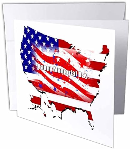 Imagem 3drose da bandeira dos EUA em forma de América com Happy Memorial Day - Cartões de felicitações
